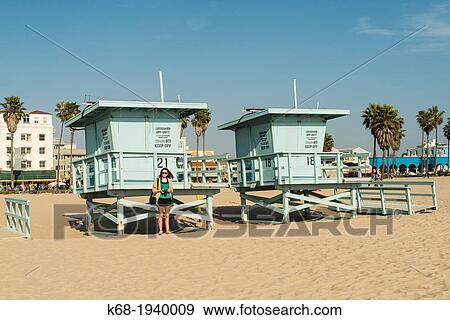 teenage girl in front of lifeguard station on Venice Beach, Los Angeles, California, USA View Large Photo Image Stock Photo - teenage girl in front of lifeguard station on Venice Beach, Los Angeles, California, USA. Fotosearch