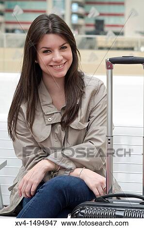 Teenage girl waiting in train station View Large Photo Image Stock Photo - Teenage girl waiting in train station. Fotosearch