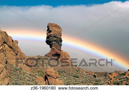 Teide Park with rainbow of Tenerife, Canaries. View Large Photo Image Stock Image - Teide Park with rainbow of Tenerife, Canaries.. Fotosearch