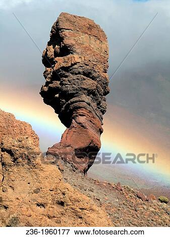 Stock Photo - Teide Park with rainbow of Tenerife, Canaries.. Fotosearch
