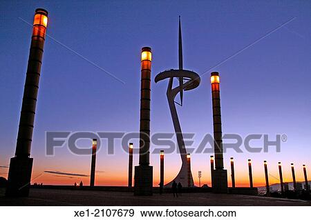 Telecommunication Tower, 1992, arch. Santiago Calatrava, Olympic Ring, Montjuic, Barcelona, Catalonia, Spain View Large Photo Image Stock Photo - Telecommunication Tower, 1992, arch. Santiago Calatrava, Olympic Ring, Montjuic, Barcelona, Catalonia, Spain. Fotosearch