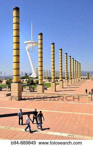 Telecommunications tower by architect Santiago Calatrava and lamps, Montju? c, Barcelona. Catalonia, Spain View Large Photo Image Stock Photo - Telecommunications tower by architect Santiago Calatrava and lamps, Montju? c, Barcelona. Catalonia, Spain. Fotosearch