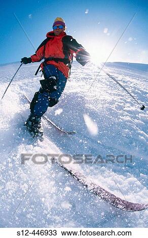 Stock Image - Telemark skiing on Mt. Hood. Oregon. USA.. Fotosearch