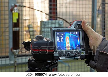Picture - Temperature measurement with thermographic camera. Low Voltage Electric Laboratory. Certification of electrical equipment. Technological Services to Industry. Tecnalia Research & innovation, Bizkaia, Basque Country, Spain.. Fotosearch