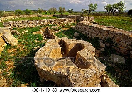 Stock Image - Temple and early Christian village of Son Peret? 5th-8th centuries, Manacor, Majorca, Balearic Islands, Spain.. Fotosearch