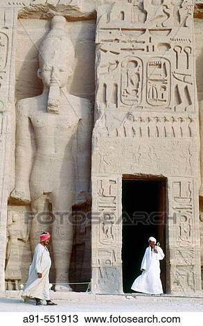 Stock Image - Temple dedicated to Hathor (smaller Abu Simbel temple), Abu Simbel. Egypt. Fotosearch