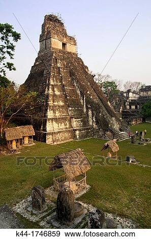 Temple I, Grand Jaguar, at sunset. Tikal, Pet? n, Guatemala. View Large Photo Image Stock Photo - Temple I, Grand Jaguar, at sunset. Tikal, Pet? n, Guatemala.. Fotosearch