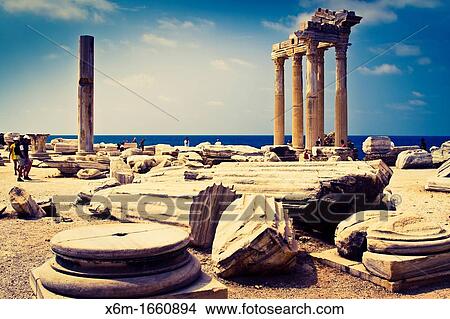 Temple of Apollo Side ancient city Province of Antalya Mediterranean coast Turkey View Large Photo Image Picture - Temple of Apollo Side ancient city Province of Antalya Mediterranean coast Turkey. Fotosearch