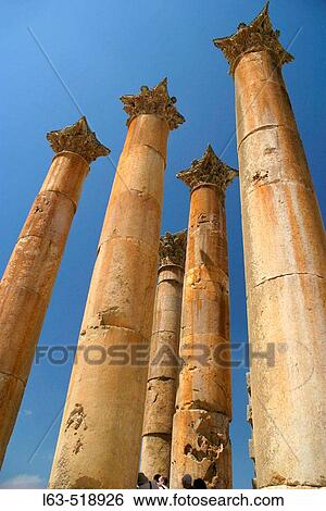 Temple of Artemis, archaeological site of Jerash. Jordan View Large Photo Image Stock Photograph - Temple of Artemis, archaeological site of Jerash. Jordan. Fotosearch