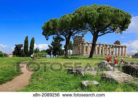 Temple of Athena (500 BC), Paestum, Campania, Italy. View Large Photo Image Stock Photograph - Temple of Athena (500 BC), Paestum, Campania, Italy.. Fotosearch