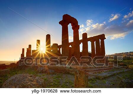 Stock Photo - Temple of Hera in Valley of Temples (Valle dei Templi), Agrigento, Sicily, Italy UNESCO.. Fotosearch