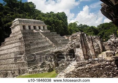 Stock Photo - Temple of the Inscriptions, Temple XIII, Palenque Archaeological Site, Chiapas, Mexico. Fotosearch