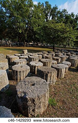Temple of Zeus, ruins of ancient Olympia Peloponnese Greece View Large Photo Image Stock Image - Temple of Zeus, ruins of ancient Olympia Peloponnese Greece. Fotosearch