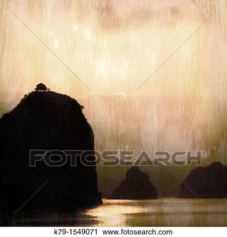 Temple sitting on rock formation in Halong Bay, Vietnam View Large Photo Image Stock Image - Temple sitting on rock formation in Halong Bay, Vietnam. Fotosearch