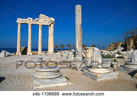 Stock Photo - Temples of Apollo and Athena area Side Mediterranian coast Anatolia region Turkey Asia. Fotosearch