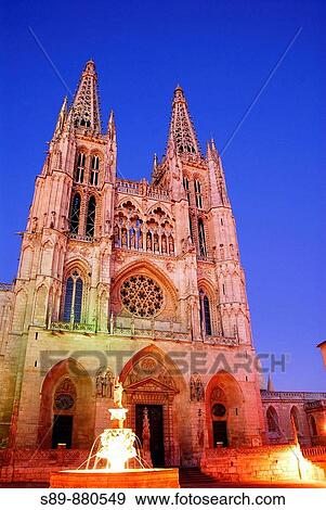 Stock Photo - Templo cat? lico de estilo g? tico frances. Burgos. Castilla y Le? n. Espaa. Europa.. Fotosearch