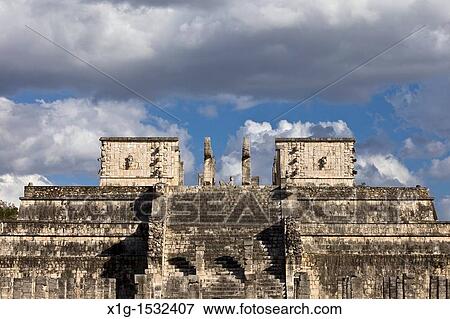Stock Photo - Templo de los Guerreros Temple of the Warriors in Chichen Itza, Yucatan Peninsula, Mexco. Fotosearch