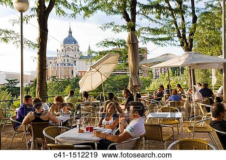 Terrace at Las Vistillas, Madrid, Spain View Large Photo Image Stock Photo - Terrace at Las Vistillas, Madrid, Spain. Fotosearch