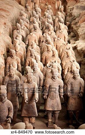 Terracotta warriors from excavations of Emperor Qin's buried army at Qinshihuang's museum. Xian, Shaanxi, China View Large Photo Image Stock Image - Terracotta warriors from excavations of Emperor Qin's buried army at Qinshihuang's museum. Xian, Shaanxi, China. Fotosearch