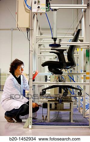 Test on office chair, homologation of furniture, Technology Research Center, Tecnalia Construction, CIDEMCO-Tecnalia Research & Innovation, development of new products and innovative solutions through research and innovation in different fields View Large Photo Image Picture - Test on office chair, homologation of furniture, Technology Research Center, Tecnalia Construction, CIDEMCO-Tecnalia Research & Innovation, development of new products and innovative solutions through research and innovation in different fields. Fotosearch