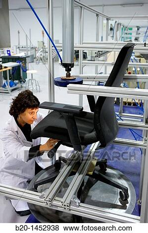 Test on office chair, homologation of furniture, Technology Research Center, Tecnalia Construction, CIDEMCO-Tecnalia Research & Innovation, development of new products and innovative solutions through research and innovation in different fields View Large Photo Image Stock Photo - Test on office chair, homologation of furniture, Technology Research Center, Tecnalia Construction, CIDEMCO-Tecnalia Research & Innovation, development of new products and innovative solutions through research and innovation in different fields. Fotosearch