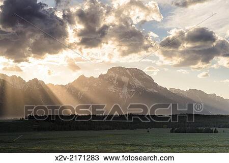 Stock Image - Teton Range and clearing storm.. Fotosearch