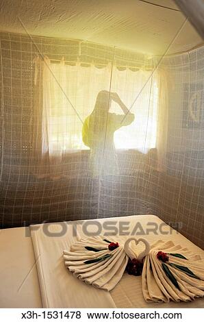 Thai Young Woman Cottages Bedroom Koh Jum Lodge Koh Jum Island Krabi Thailand Asia Stock Photo - 