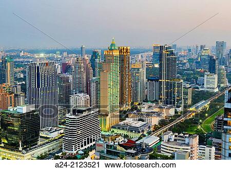 Thailand, Bangkok City, Downtown Bangkok skyline at sunset. View Large Photo Image Stock Image - Thailand, Bangkok City, Downtown Bangkok skyline at sunset.. Fotosearch