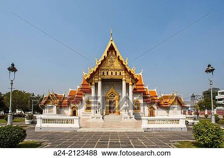 Thailand, Bangkok City, The marble Temple (Wat Benchamabiphit). View Large Photo Image Stock Photo - Thailand, Bangkok City, The marble Temple (Wat Benchamabiphit).. Fotosearch