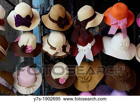 Stock Photography - Thailand, Bangkok, Straw hats. Fotosearch