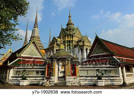 Thailand, Bangkok, Wat Pho temple View Large Photo Image Stock Photo - Thailand, Bangkok, Wat Pho temple. Fotosearch