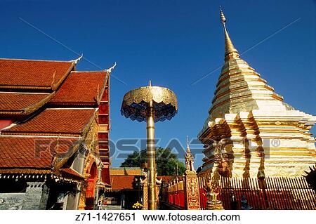 Thailand, Chiang Mai, Wat Phra That Doi Suthep, buddhist temple, View Large Photo Image Stock Image - Thailand, Chiang Mai, Wat Phra That Doi Suthep, buddhist temple,. Fotosearch
