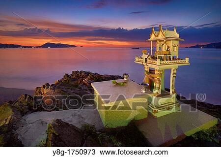 Stock Image - Thailand - Phuket Island, Patong Beach, sunset time scenery. Fotosearch