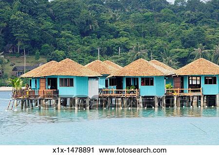 Thailand, Trat Province, Island of Koh Chang, Village of Bangbao, Houses built on stilts in the sea View Large Photo Image Stock Image - Thailand, Trat Province, Island of Koh Chang, Village of Bangbao, Houses built on stilts in the sea. Fotosearch