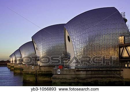 Thames Flood Barrier, London, England View Large Photo Image Stock Image - Thames Flood Barrier, London, England. Fotosearch