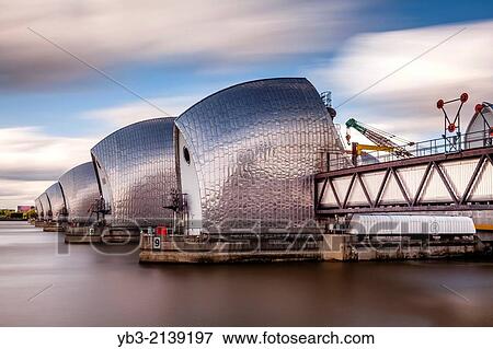 Thames Flood Barrier, London, England. View Large Photo Image Stock Photo - Thames Flood Barrier, London, England.. Fotosearch