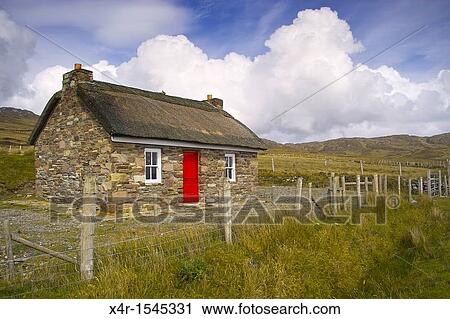 Thatched cottage on Achill Island, County Mayo, Ireland. View Large Photo Image Stock Image - Thatched cottage on Achill Island, County Mayo, Ireland.. Fotosearch