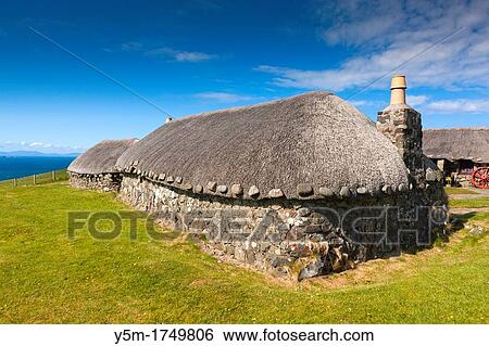 Thatched croft houses at the Skye Museum of Highland Life, Kilmuir, Trotternish, Isle of Skye, Inner Hebrides, Scotland, United Kingdom, Europe View Large Photo Image Stock Photograph - Thatched croft houses at the Skye Museum of Highland Life, Kilmuir, Trotternish, Isle of Skye, Inner Hebrides, Scotland, United Kingdom, Europe. Fotosearch