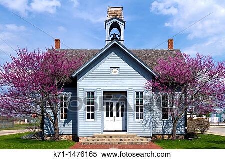 Stock Photography - The 1868 historic Farver School in Shipshewana, Indiana, USA, America.. Fotosearch