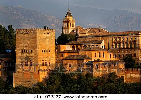 The Alhambra Palace from Mirador San Nicolas in the Albayzin Granada Spain View Large Photo Image Stock Photo - The Alhambra Palace from Mirador San Nicolas in the Albayzin Granada Spain. Fotosearch