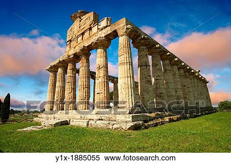The ancient Doric Greek temple of Athena of Pastum built in about 500 BC Paestum archaeological site, Italy View Large Photo Image Stock Photography - The ancient Doric Greek temple of Athena of Pastum built in about 500 BC Paestum archaeological site, Italy. Fotosearch