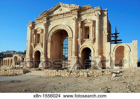 The Arch of Hadrian, ancient Gerasa, UNESCO World Heritage site, Jerash, Jordan View Large Photo Image Picture - The Arch of Hadrian, ancient Gerasa, UNESCO World Heritage site, Jerash, Jordan. Fotosearch