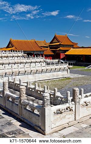 Picture - The architecture and a courtyard in the Forbidden City in Beijing, China, Asia.. Fotosearch