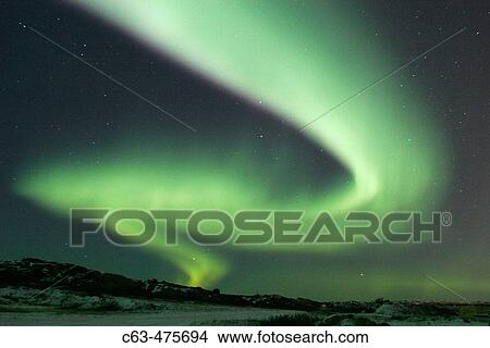 The Aurora Borealis (Northern Lights) in late fall just outside Churchill, Maitoba, Canada. View Large Photo Image Picture - The Aurora Borealis (Northern Lights) in late fall just outside Churchill, Maitoba, Canada.. Fotosearch
