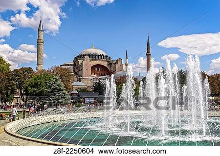 The Aya Sofya or Hagia Sophia as seen from the Sultan Ahmed Park during daytime in Istanbul, Turkey. This former church and mosque is listed as a UNESCO world heritage site. View Large Photo Image Picture - The Aya Sofya or Hagia Sophia as seen from the Sultan Ahmed Park during daytime in Istanbul, Turkey. This former church and mosque is listed as a UNESCO world heritage site.. Fotosearch