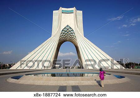 The Azadi Tower, or King Memorial Tower, Teheran, Iran View Large Photo Image Picture - The Azadi Tower, or King Memorial Tower, Teheran, Iran. Fotosearch