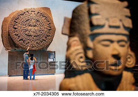 Stock Photography - The Aztec Stone of the Sun, National Museum of Anthropology, Mexico City, Mexico.. Fotosearch