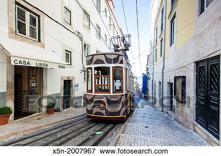 The Bica Funicular, Lisbon, Portugal, Europe. View Large Photo Image Stock Photo - The Bica Funicular, Lisbon, Portugal, Europe.. Fotosearch