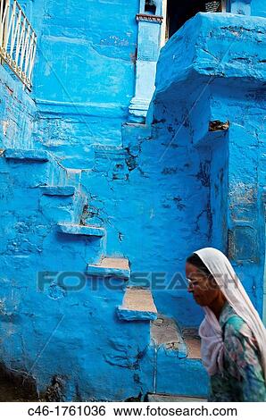 Stock Photograph - The blue village Jodhpur Rajasthan India.. Fotosearch