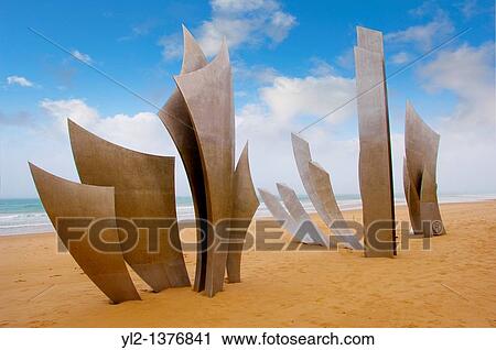 ? the Brave Men? scupture in the sand at Omaha D Day landing beach, Normandy, France View Large Photo Image Stock Image - ? the Brave Men? scupture in the sand at Omaha D Day landing beach, Normandy, France. Fotosearch